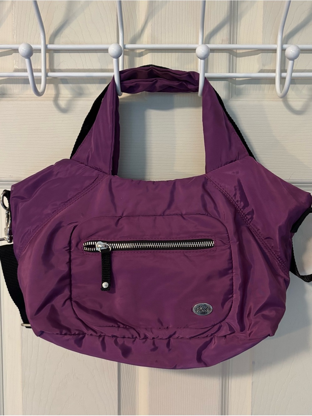 Roots Purple Lightweight Nylon Shoulder Bag